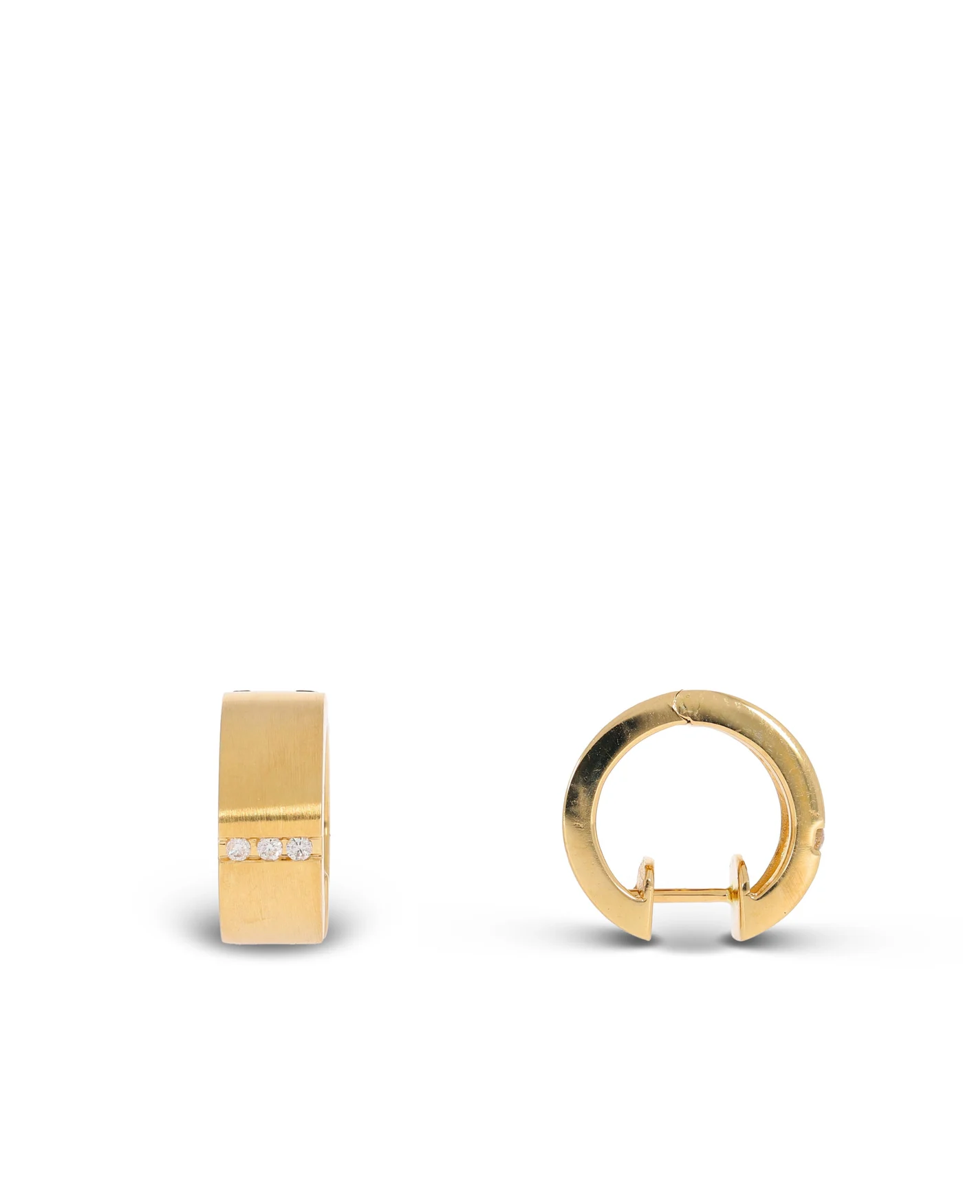 Créoles à charnière – or jaune avec brillants 0.12ct