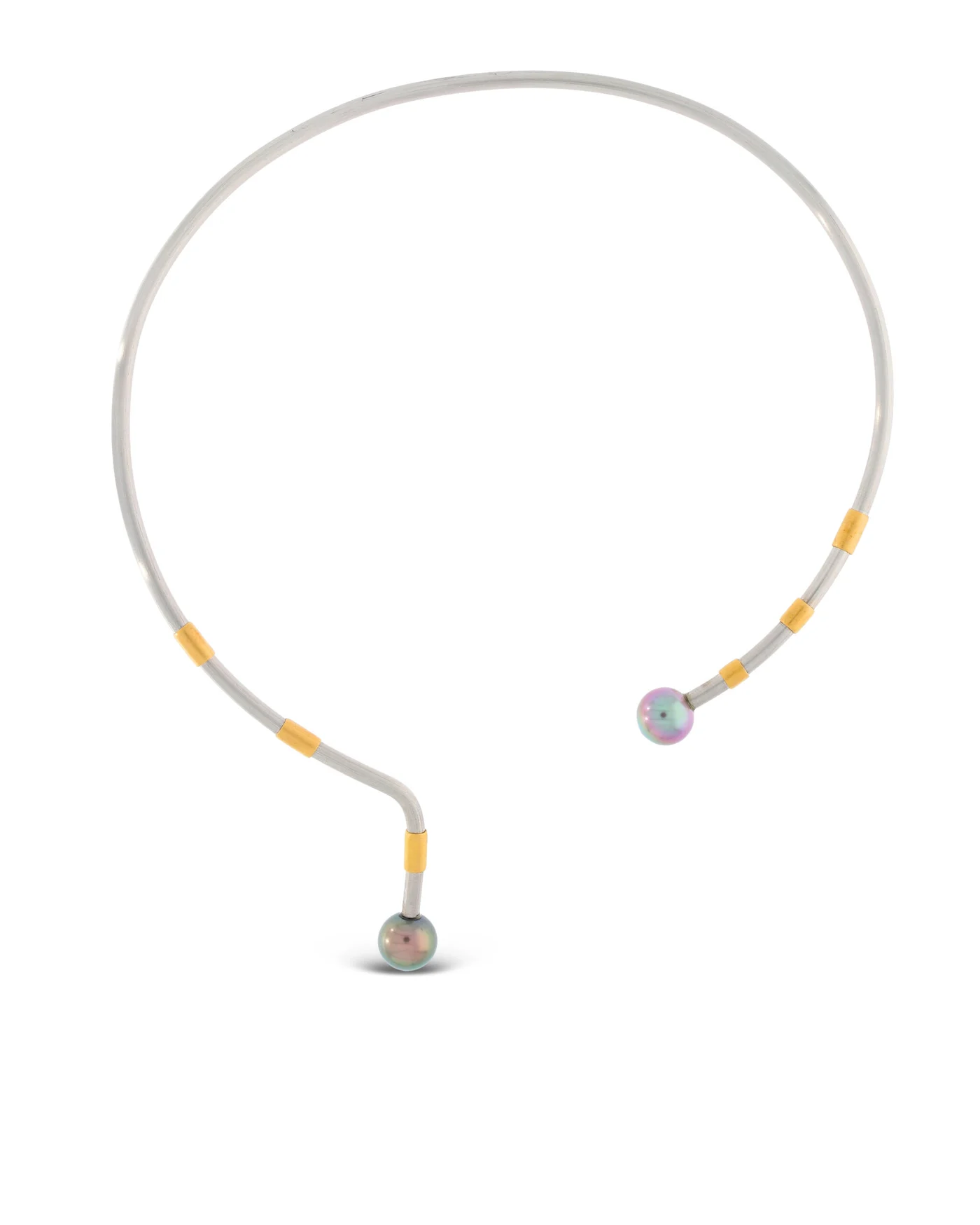 Halsreif – Platin mit Gold und Tahitiperlen