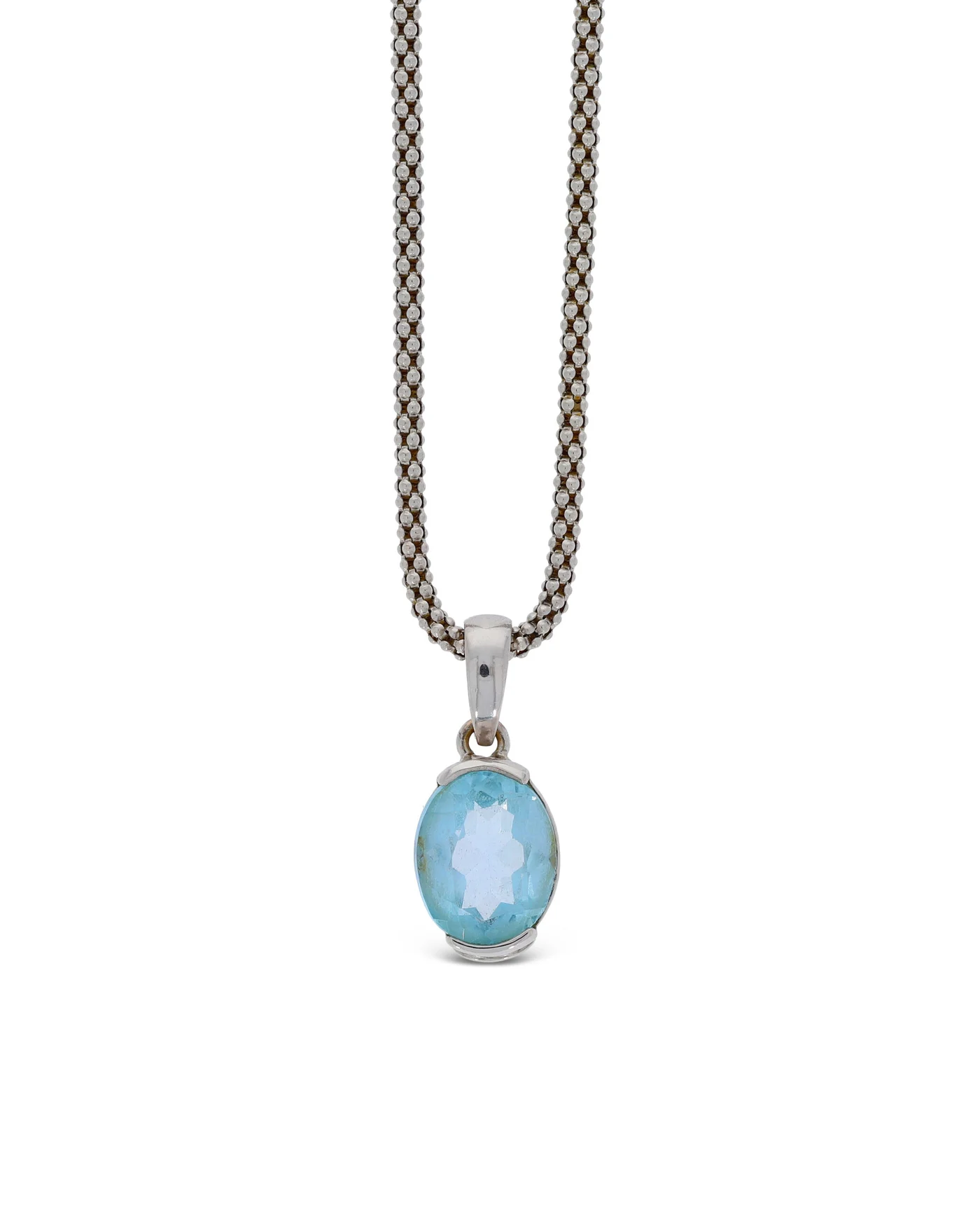 Halskette – Weissgold mit Aquamarinanhänger
