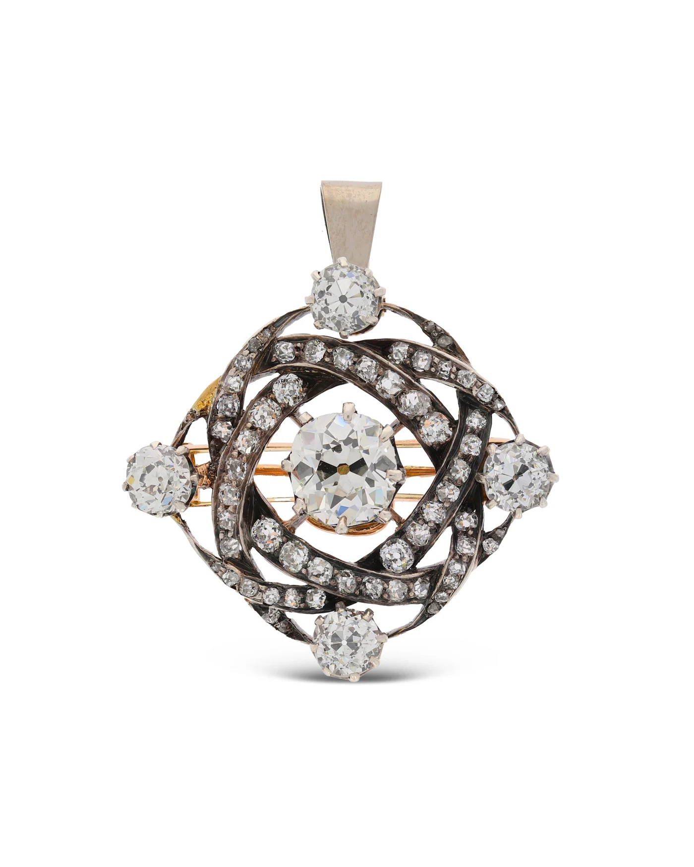 Anhänger/ Brosche 2 in 1 – Antik mit antiken Diamanten ca. 6.80ct