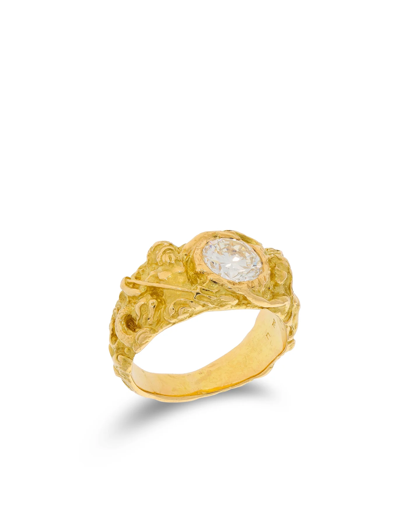 Damenring - Gelbgold mit Figuren und Diamant 1.30ct