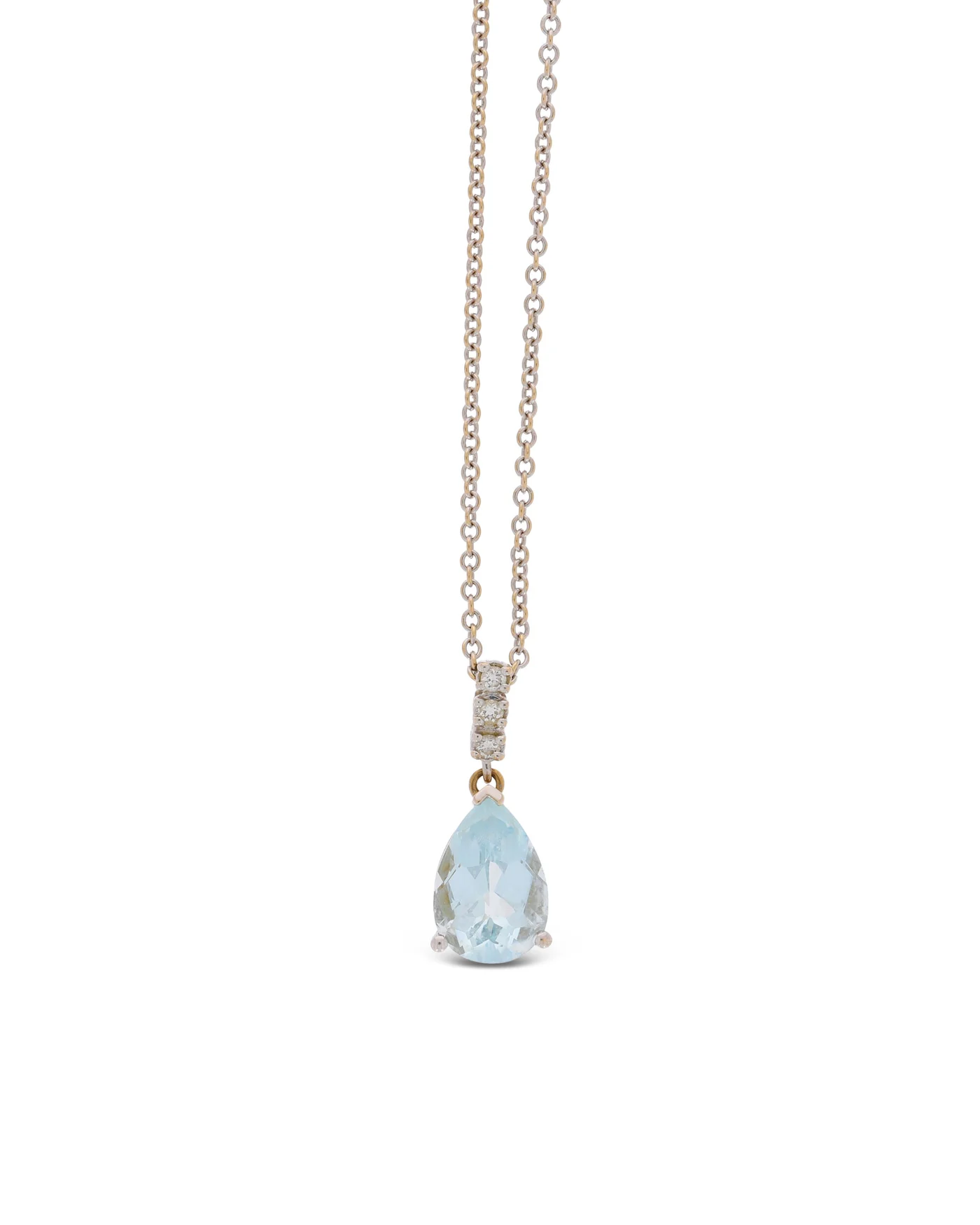 Halskette mit Anhänger - BUCHERER Weissgold mit Aquamarin und Diamanten 0.03ct
