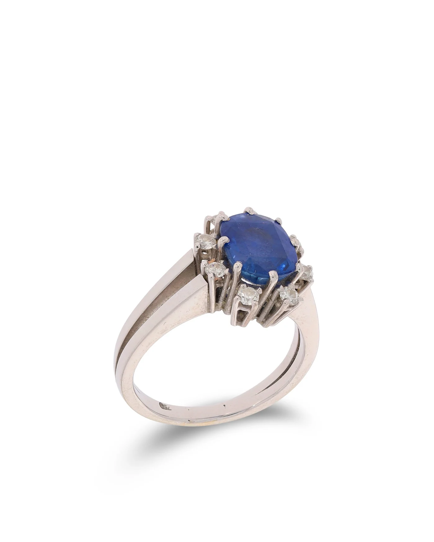 Damenring - Weissgold mit Saphir und Diamanten 0.21ct