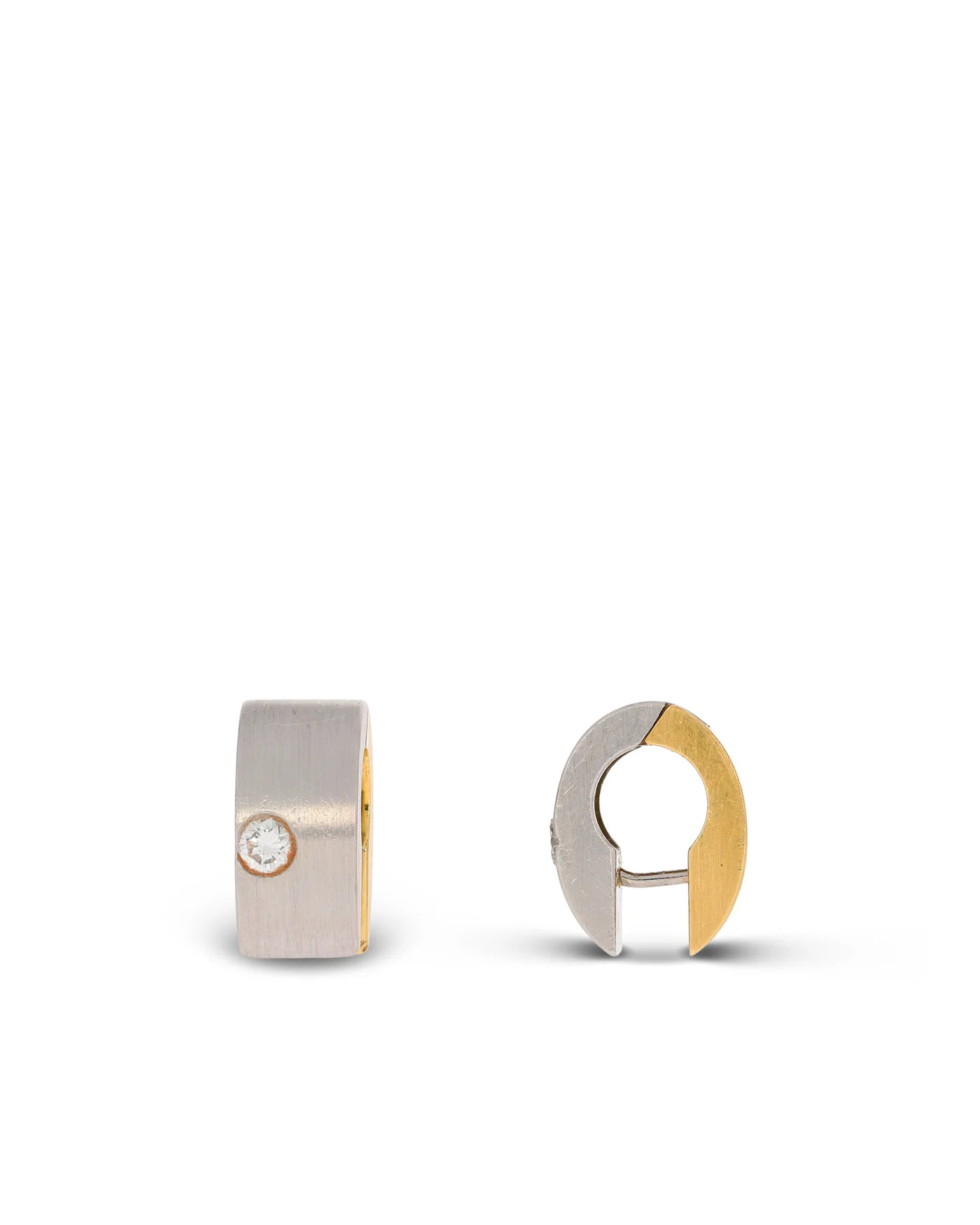 Créoles à charnière – bicolore avec diamants 0.225ct