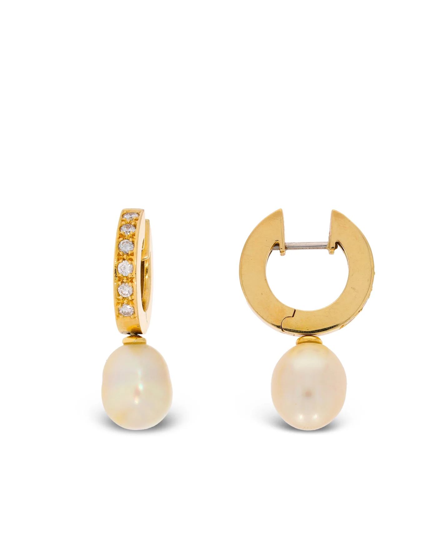 Creolen - Gelbgold mit Perlen und Diamanten 0.42ct