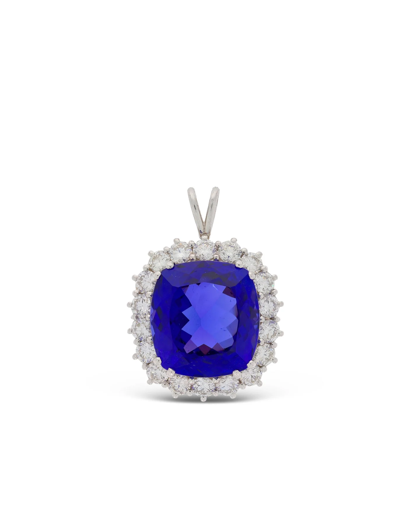 Anhänger – Weissgold mit Tansanit 15.60ct und Diamanten 1.80ct