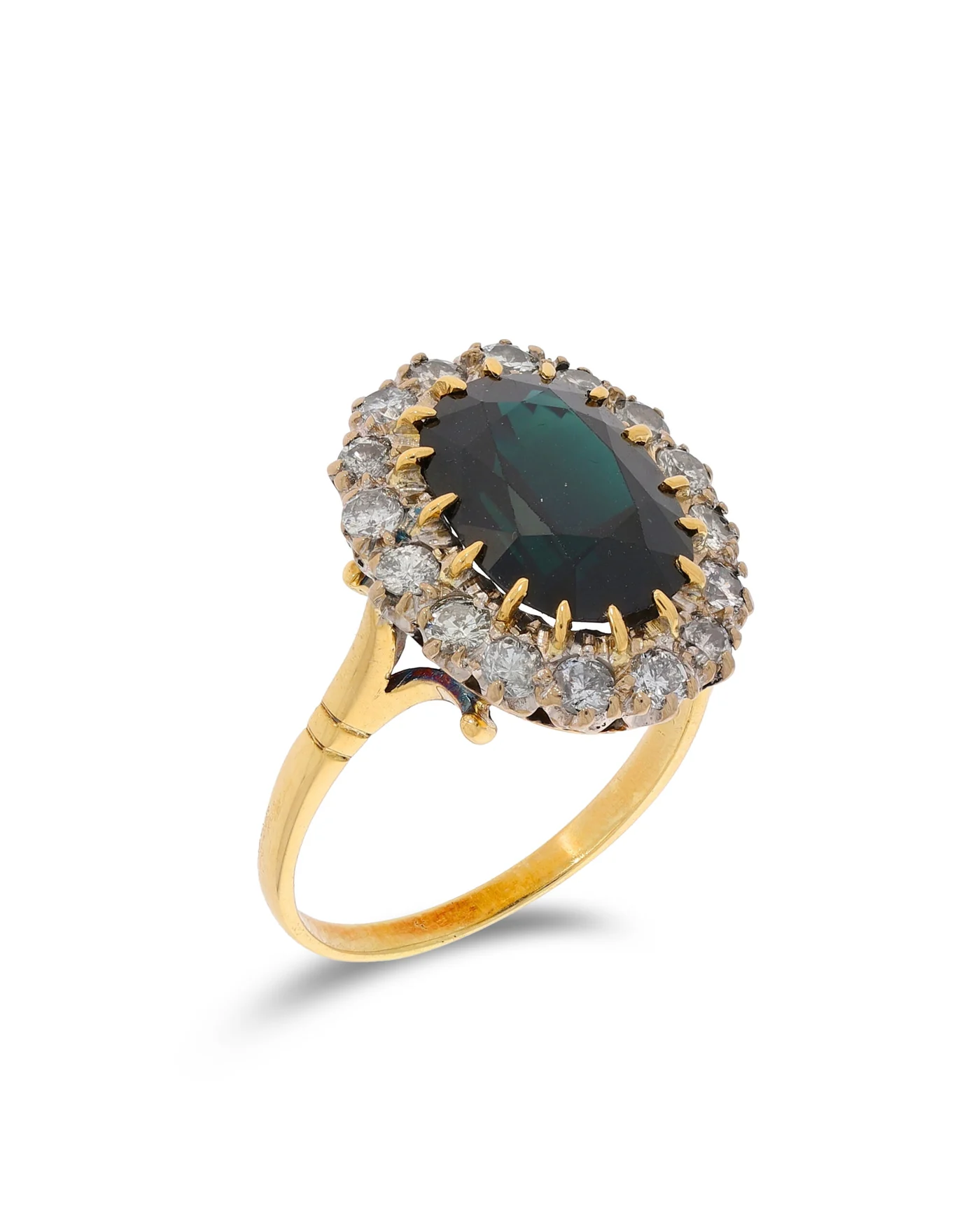Bague pour dame - or jaune avec saphir et diamants
