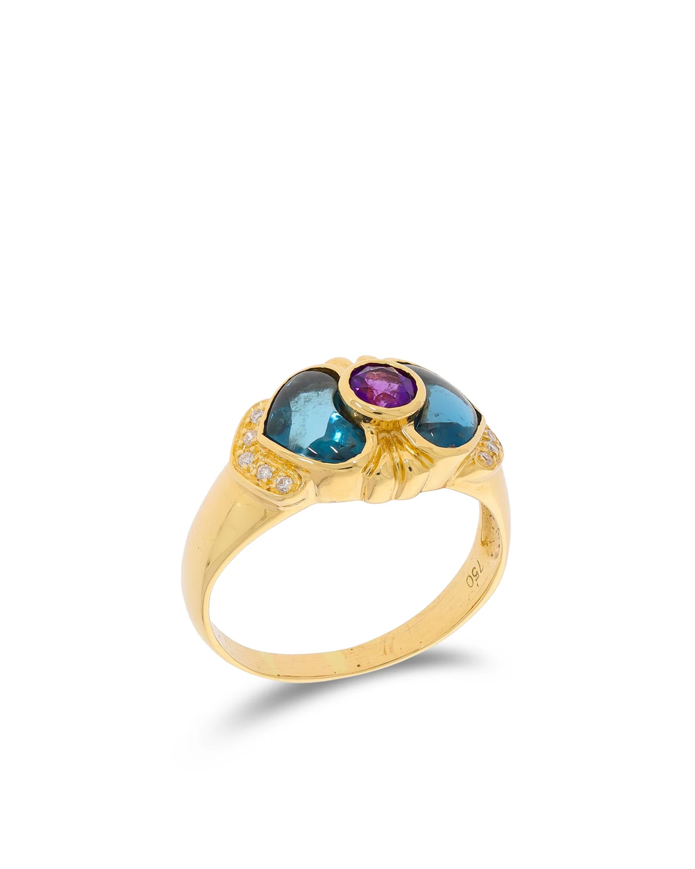 Damenring – FREDY SADIK Gelbgold mit Topas, Amethyst und Diamanten