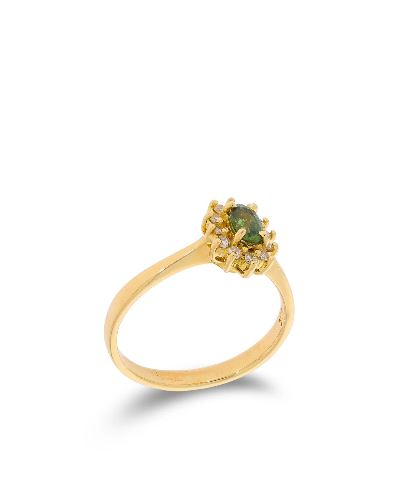 Damenring – Gelbgold mit Peridot und Diamanten 0.18ct