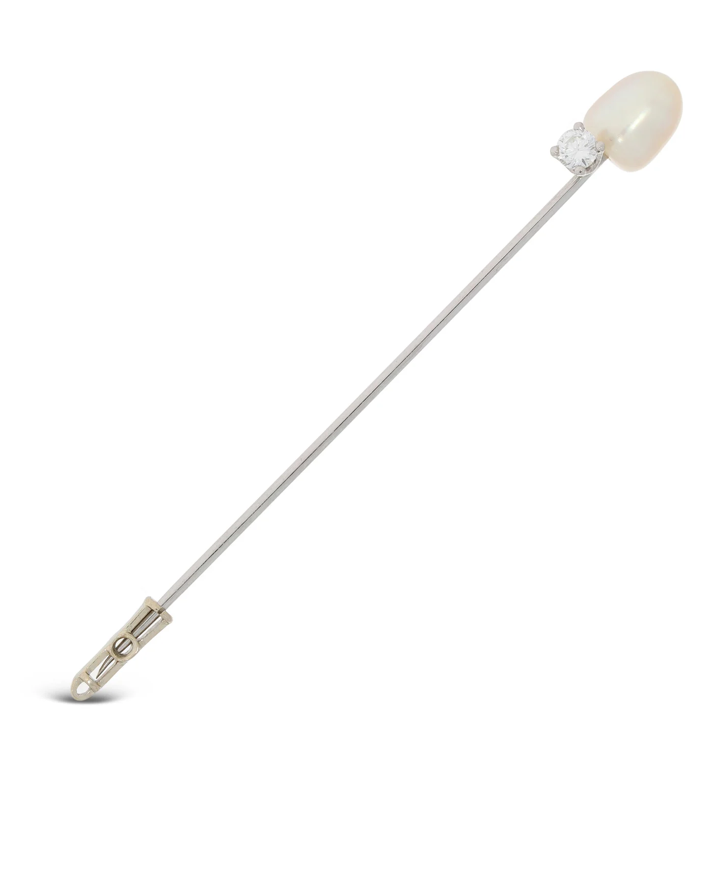 Anstecknadel – Weissgold mit Perle un Diamant