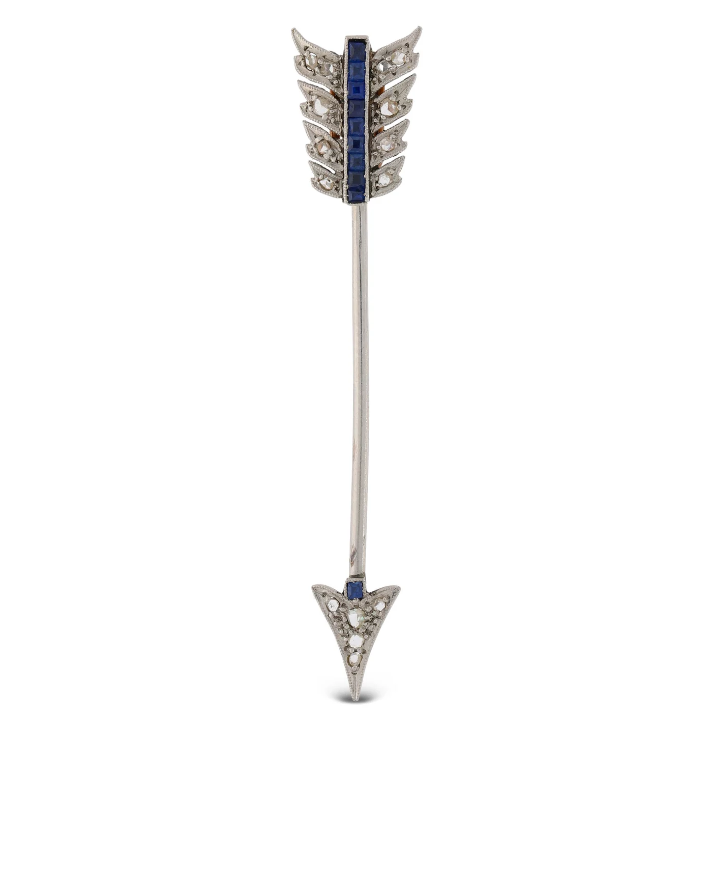 Anstecknadel – Platin/ Gelbgold mit Saphiren und Diamanten