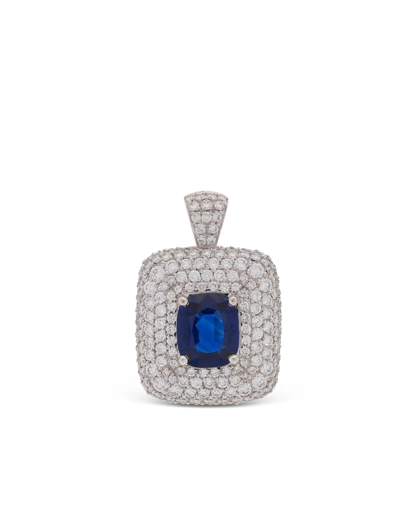 Anhänger Kissen – Weissgold mit Saphir/Diamanten