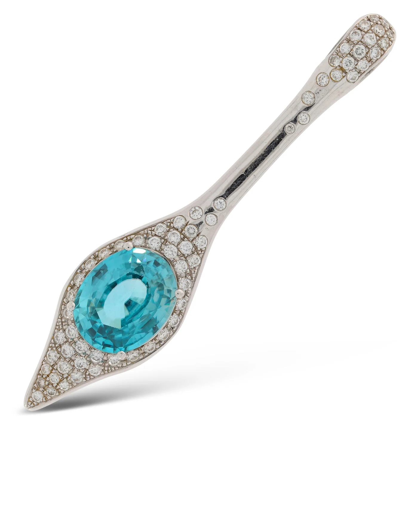 Anhänger - Weissgold mit blauem Zirkon und Diamanten
