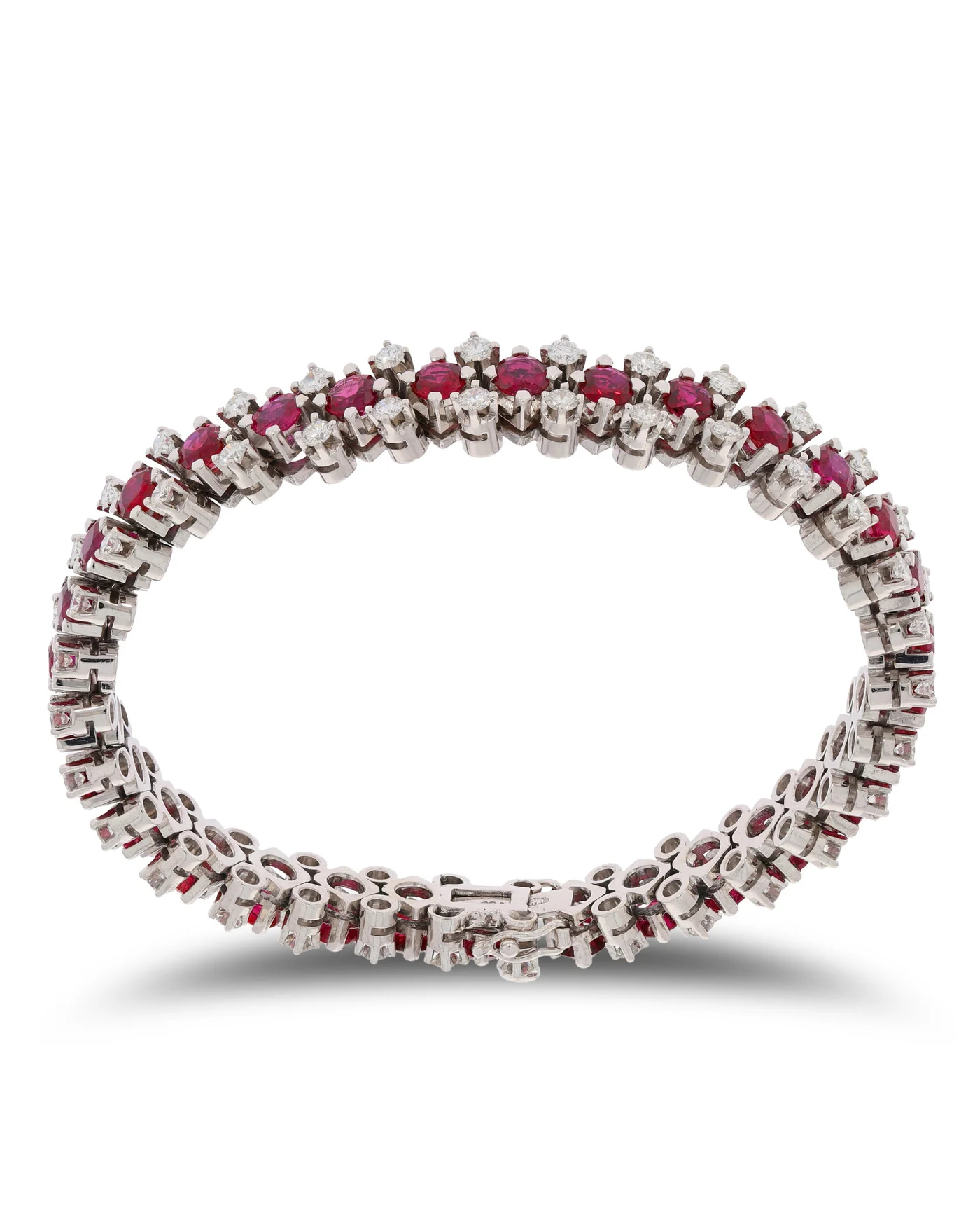 Tennisbracelet – Weissgold mit Rubin und Diamanten