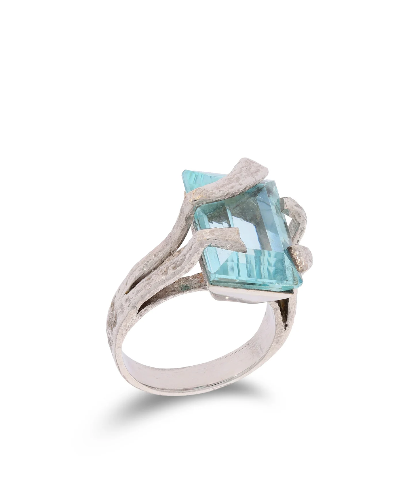 Damenring – Weissgold mit Aquamarin