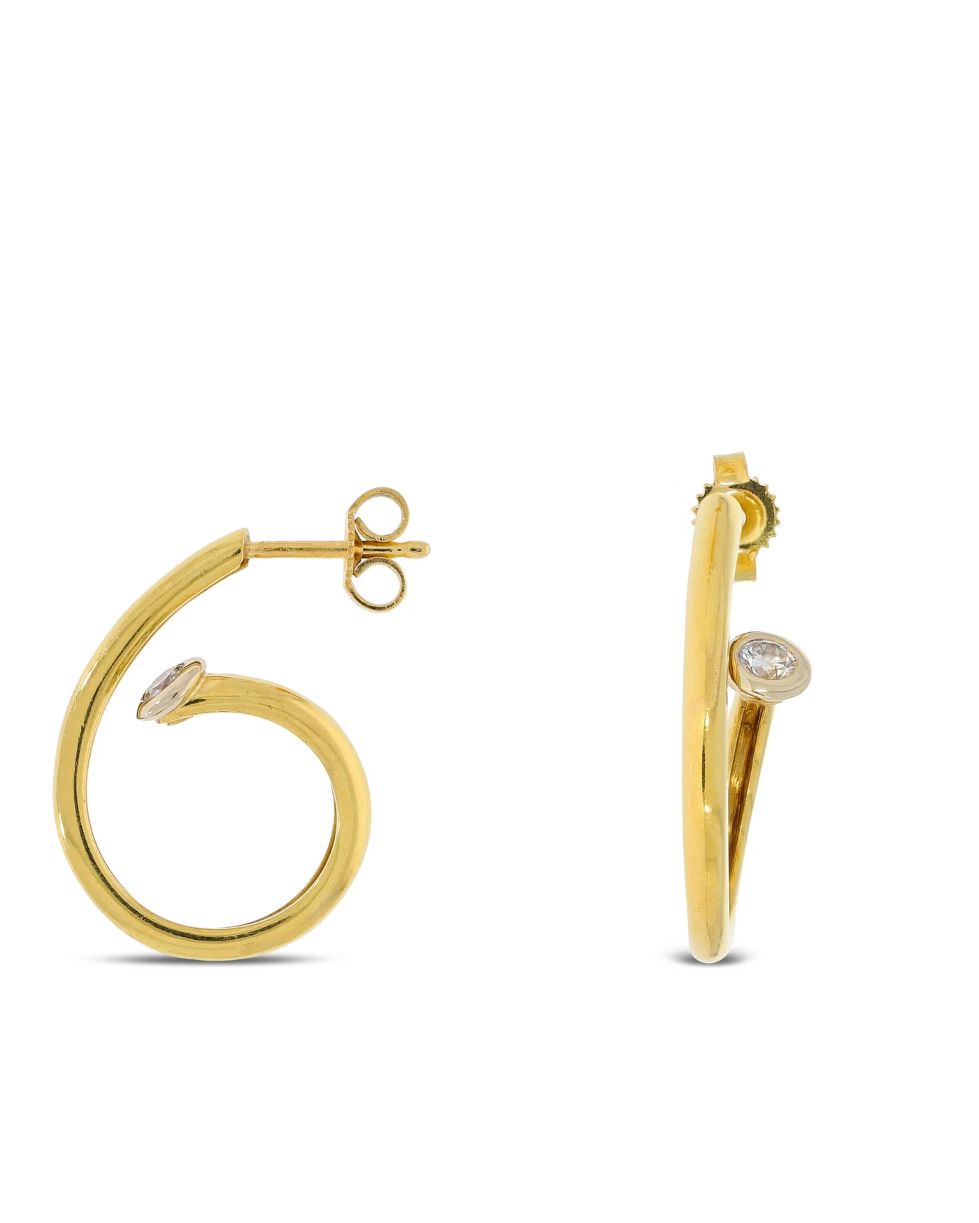 Puces d’oreilles - or jaune avec diamants 0.20ct