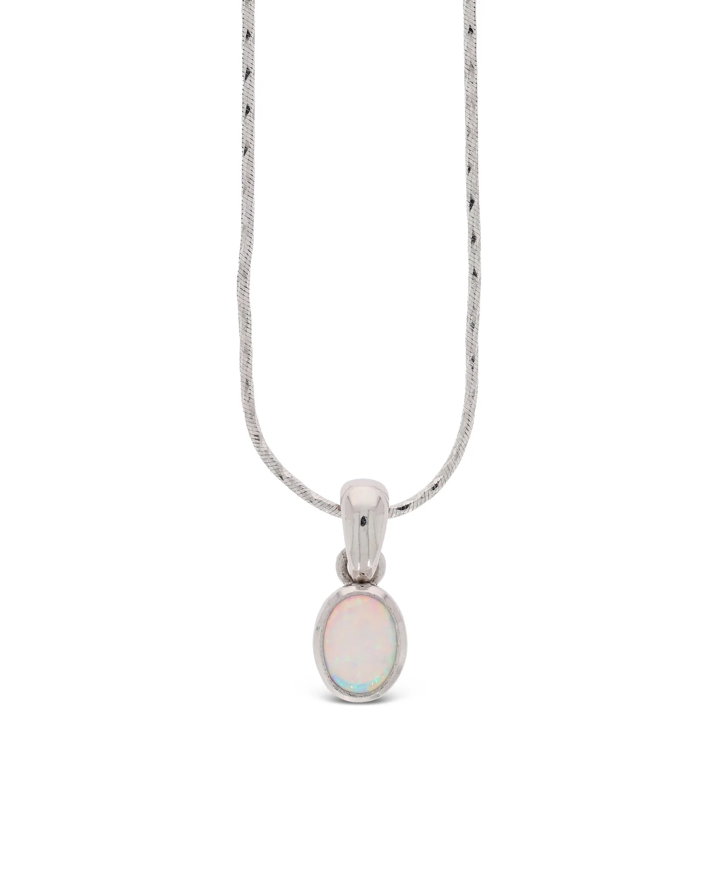 Anhänger mit Halskette - Weissgold mit Opal