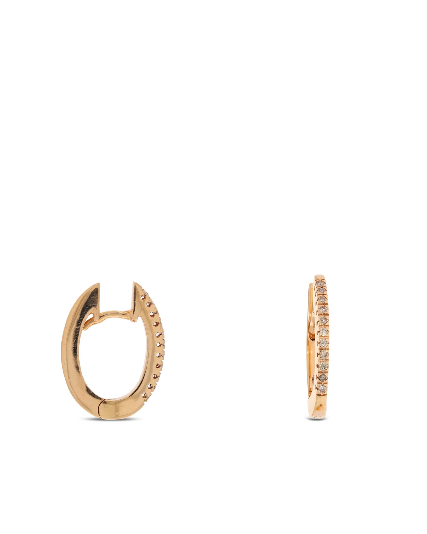 Creolen (Huggie-Ohrringe) - Gelbgold mit Diamanten