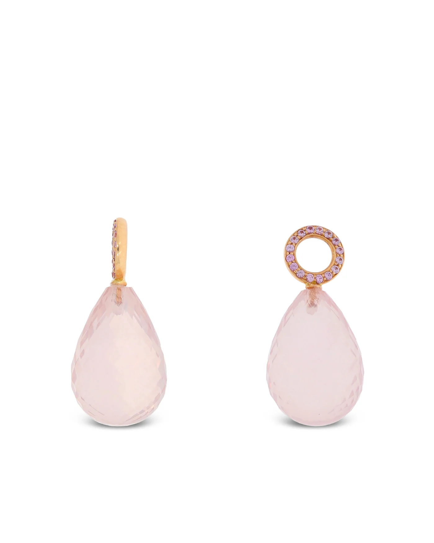 Einhänger für Ohrschmuck - Gelbgold mit Morganit und Saphire