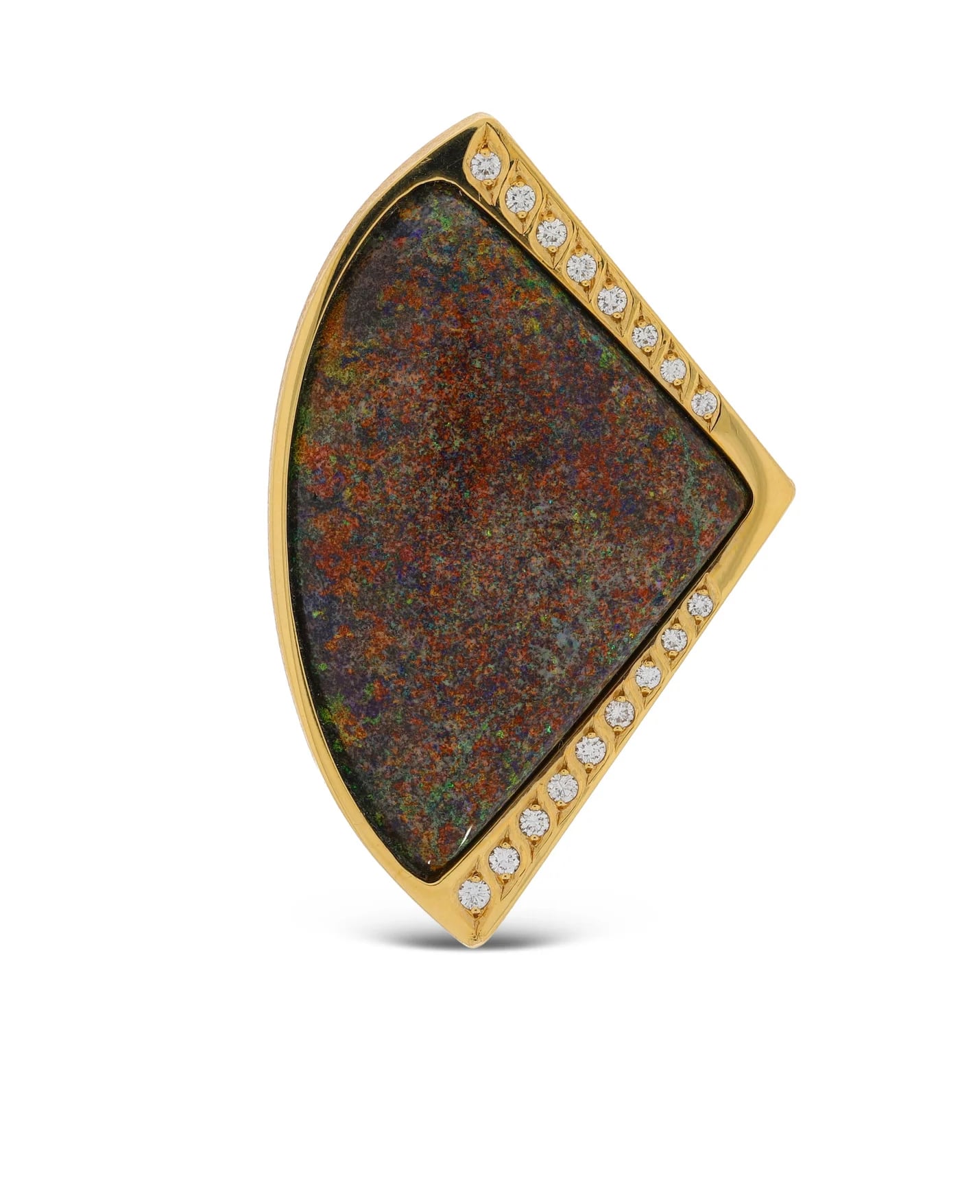 Anhänger - Gelbgold mit Boulderopal und Diamanten 0.32ct