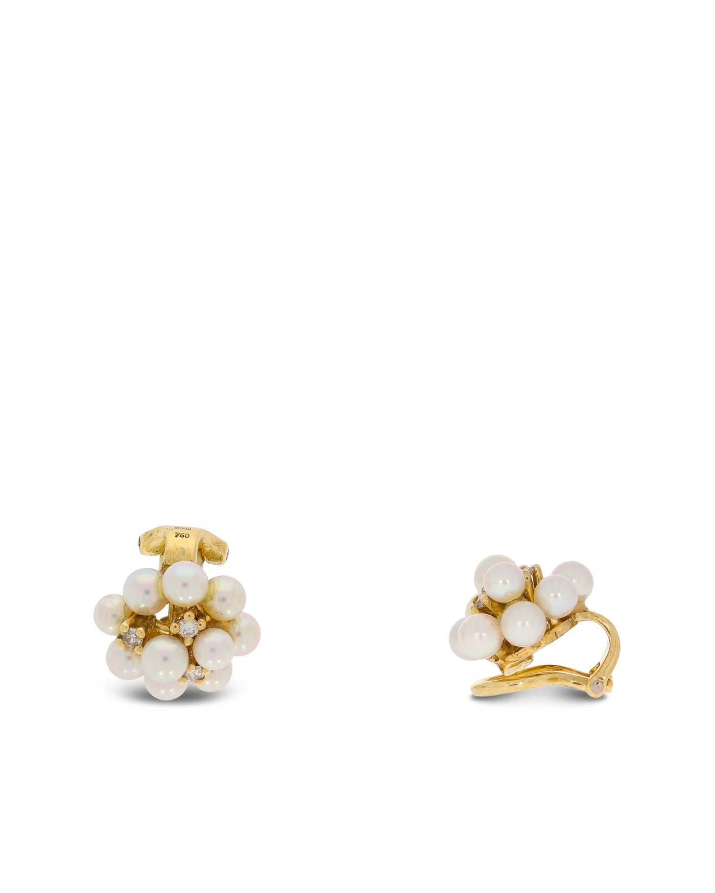 Ohrclips – Gelbgold mit Akoya-Perlen und Diamanten