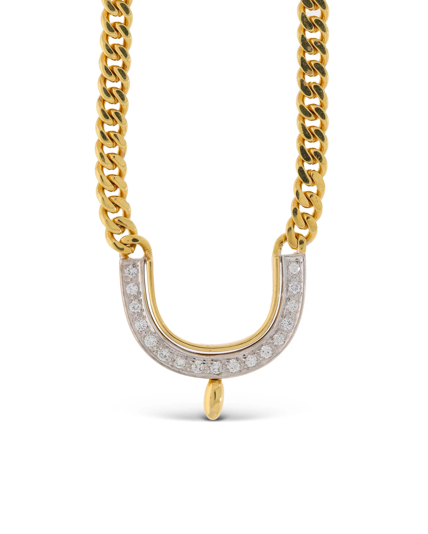 Halskette mit Anhänger - Gelbgold mit Diamanten