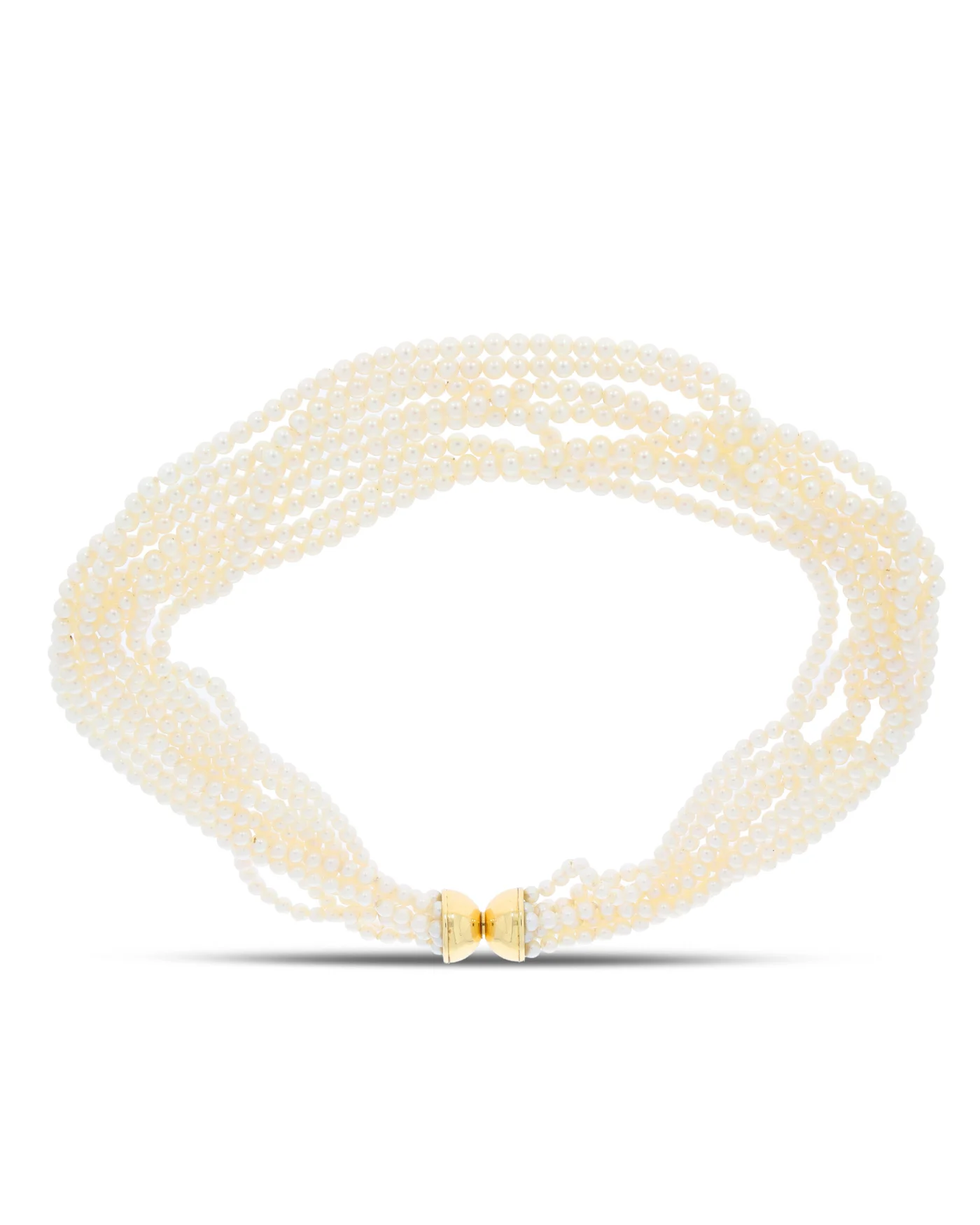 Perlen-Collier 8-reihig mit Goldschliesse