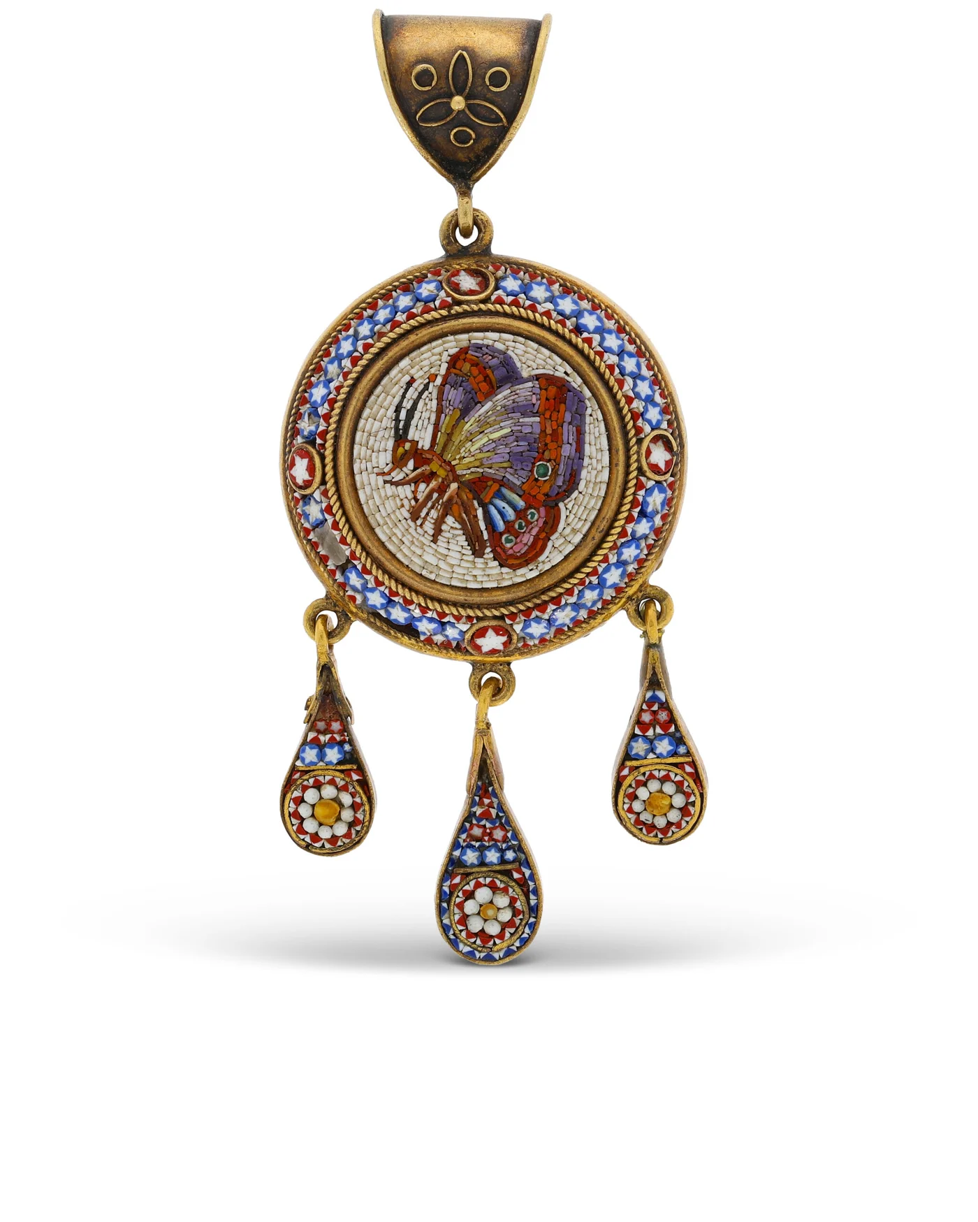 Anhänger Gold mit Mikro-Mosaik Schmetterlingsmotiv