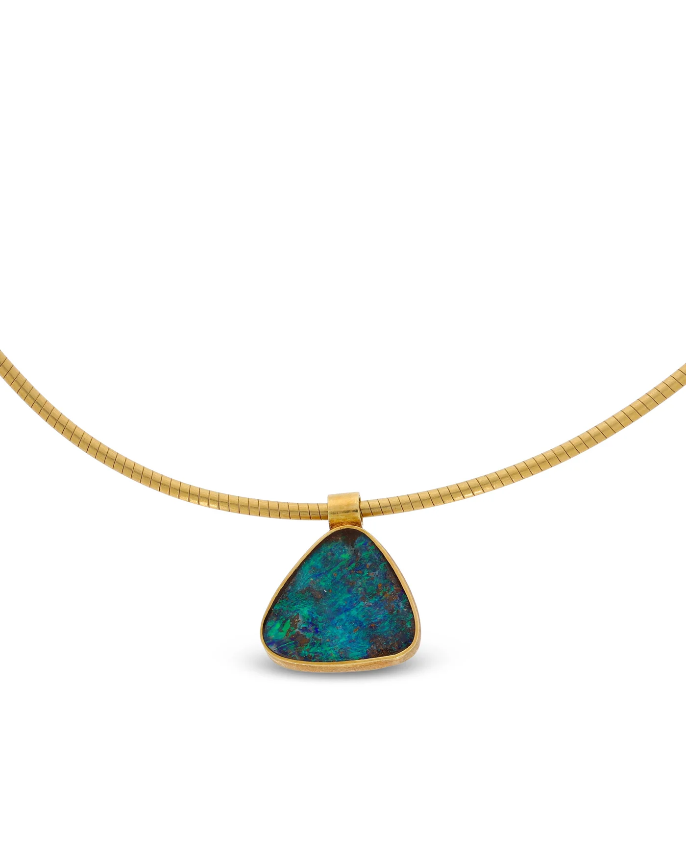 Halsreif mit Anhänger - Gelbgold mit Opal