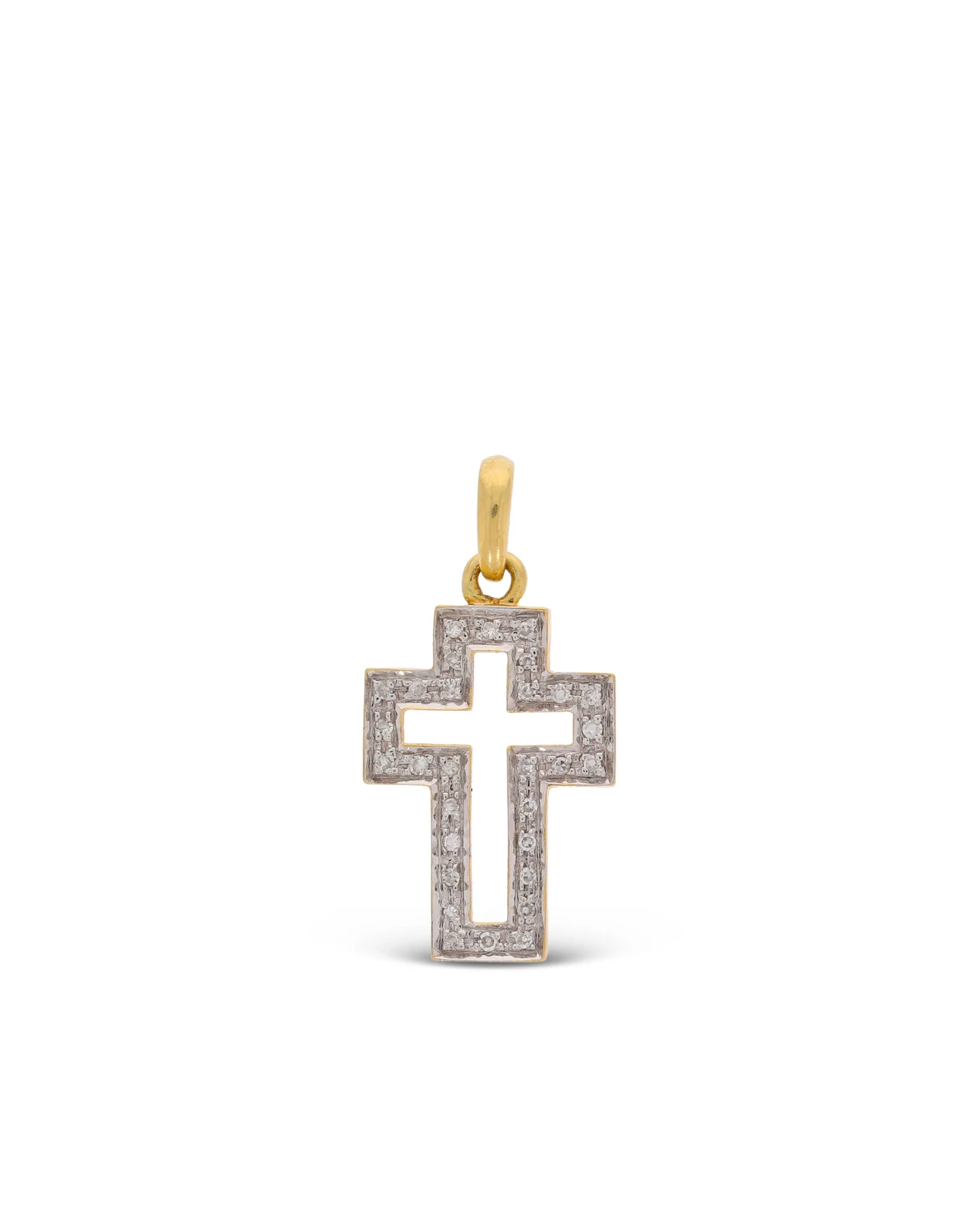 Kreuz-Anhänger - bicolor mit Diamanten 0.15ct