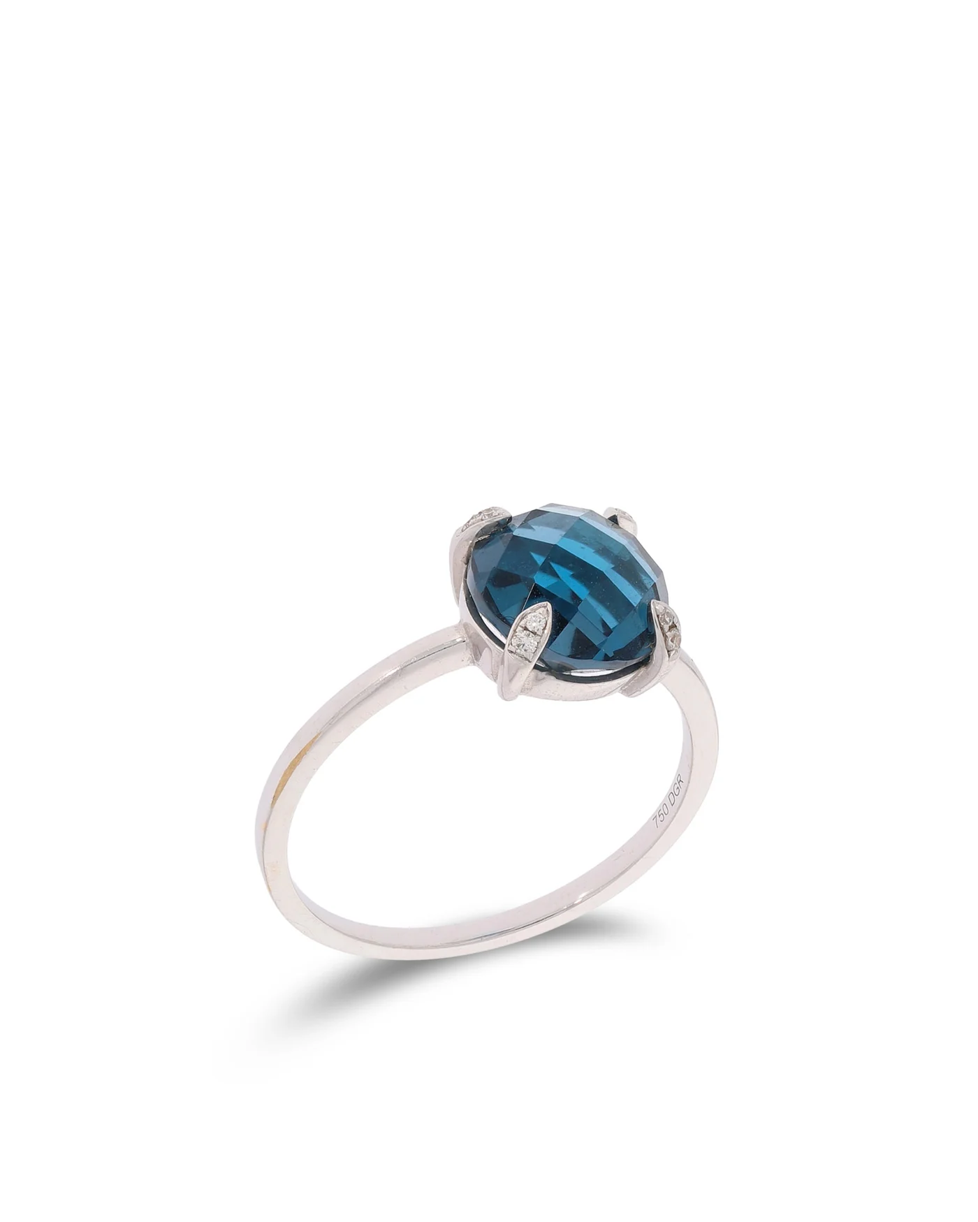 Damenring – Weissgold mit Topas und Diamanten