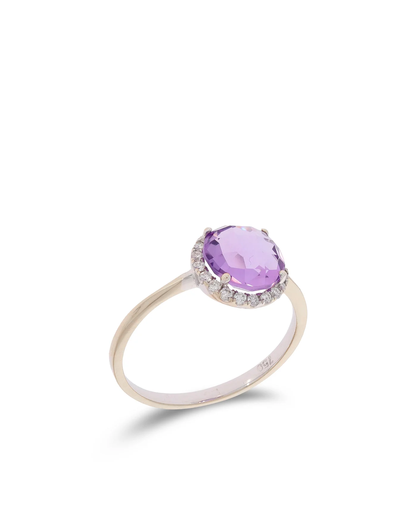 Damenring - Weissgold mit Amethyst und Diamanten 0.15ct