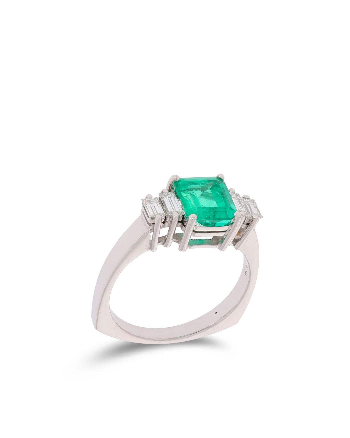 Damenring - Weissgold mit Smaragd und Diamanten
