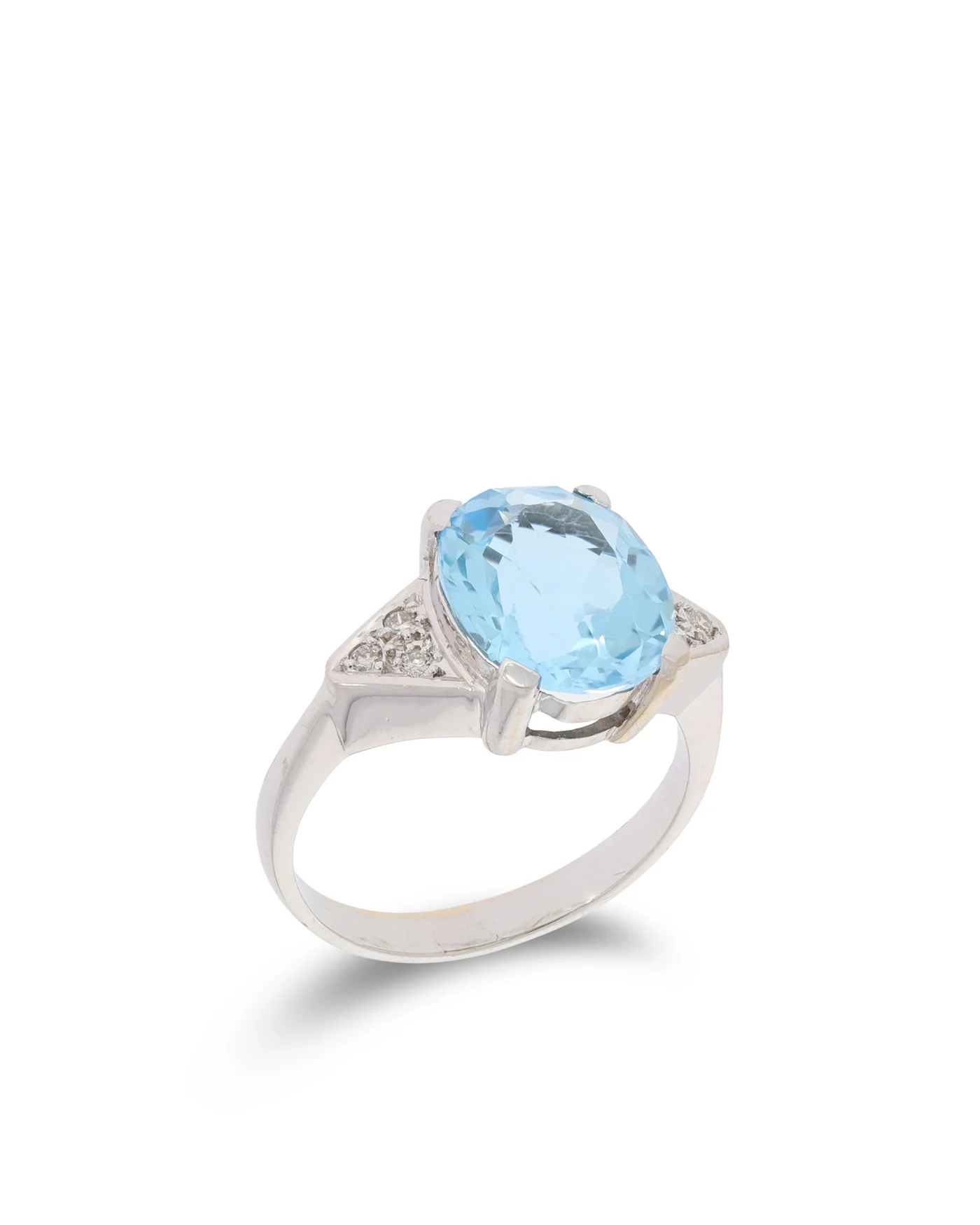 Cocktailring - Weissgold mit Topas und Diamanten 0.12ct