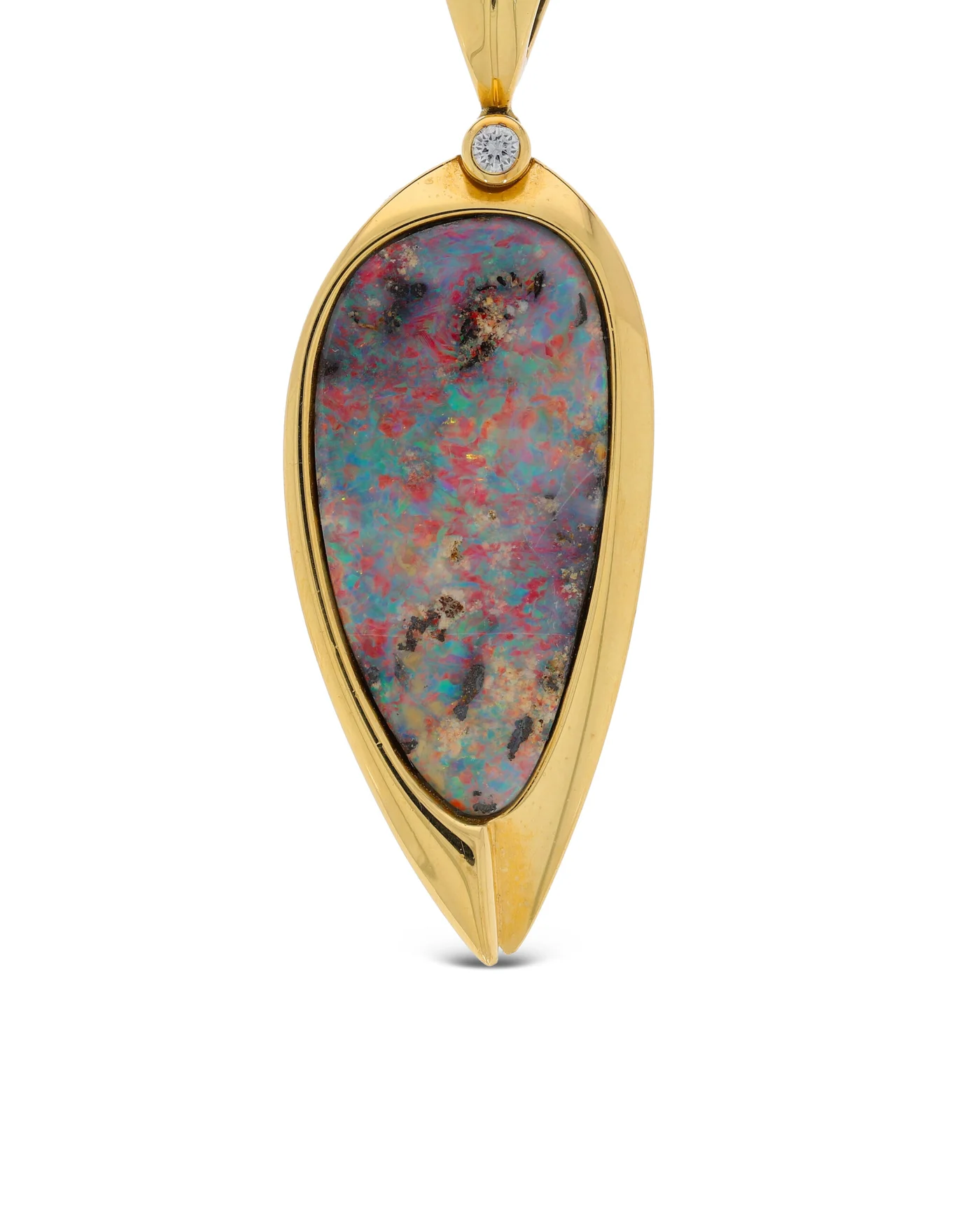 Anhänger - Gelbgold mit Boulderopal und Diamant