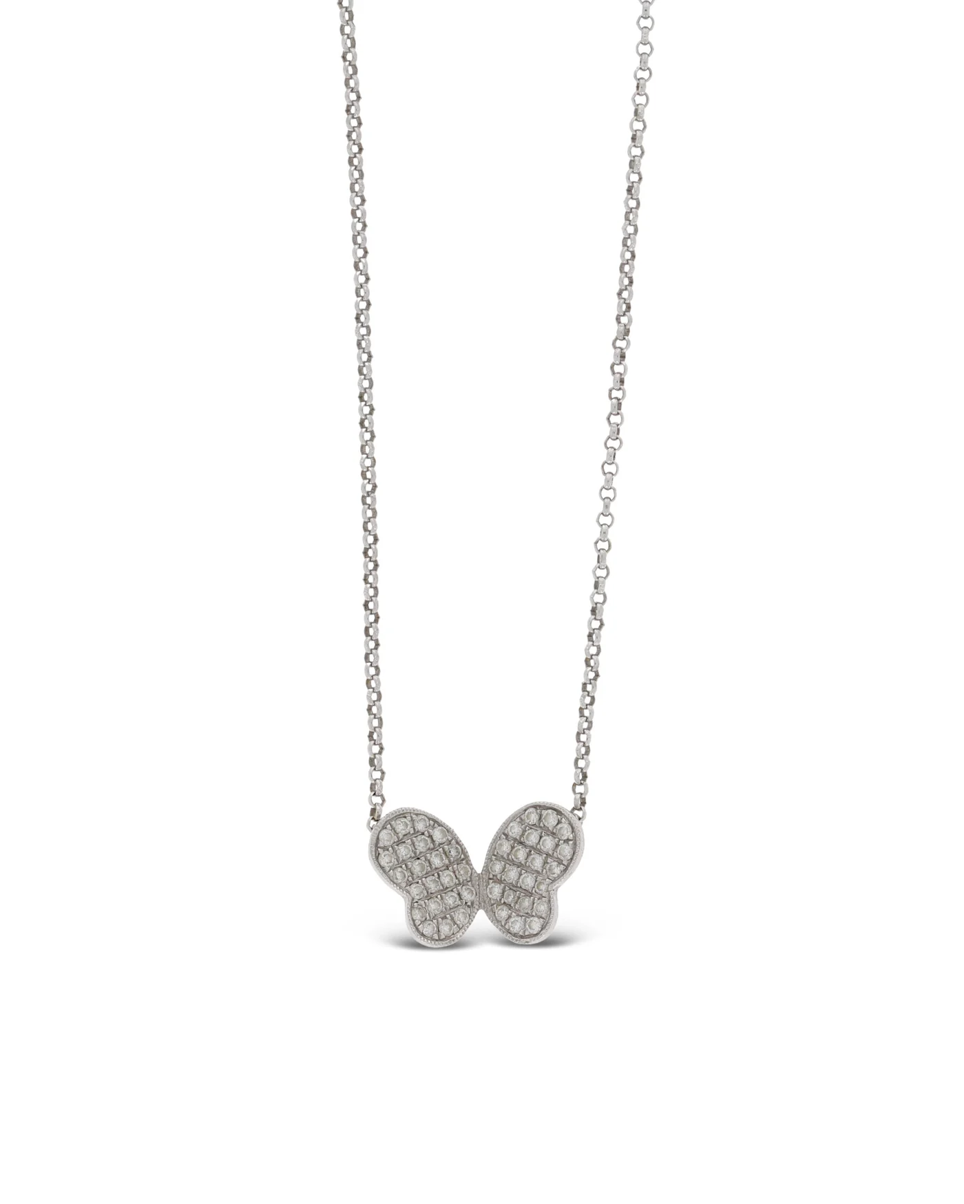 Halskette mit Schmetterlings-Anhänger - Weissgold mit Diamanten 0.22ct