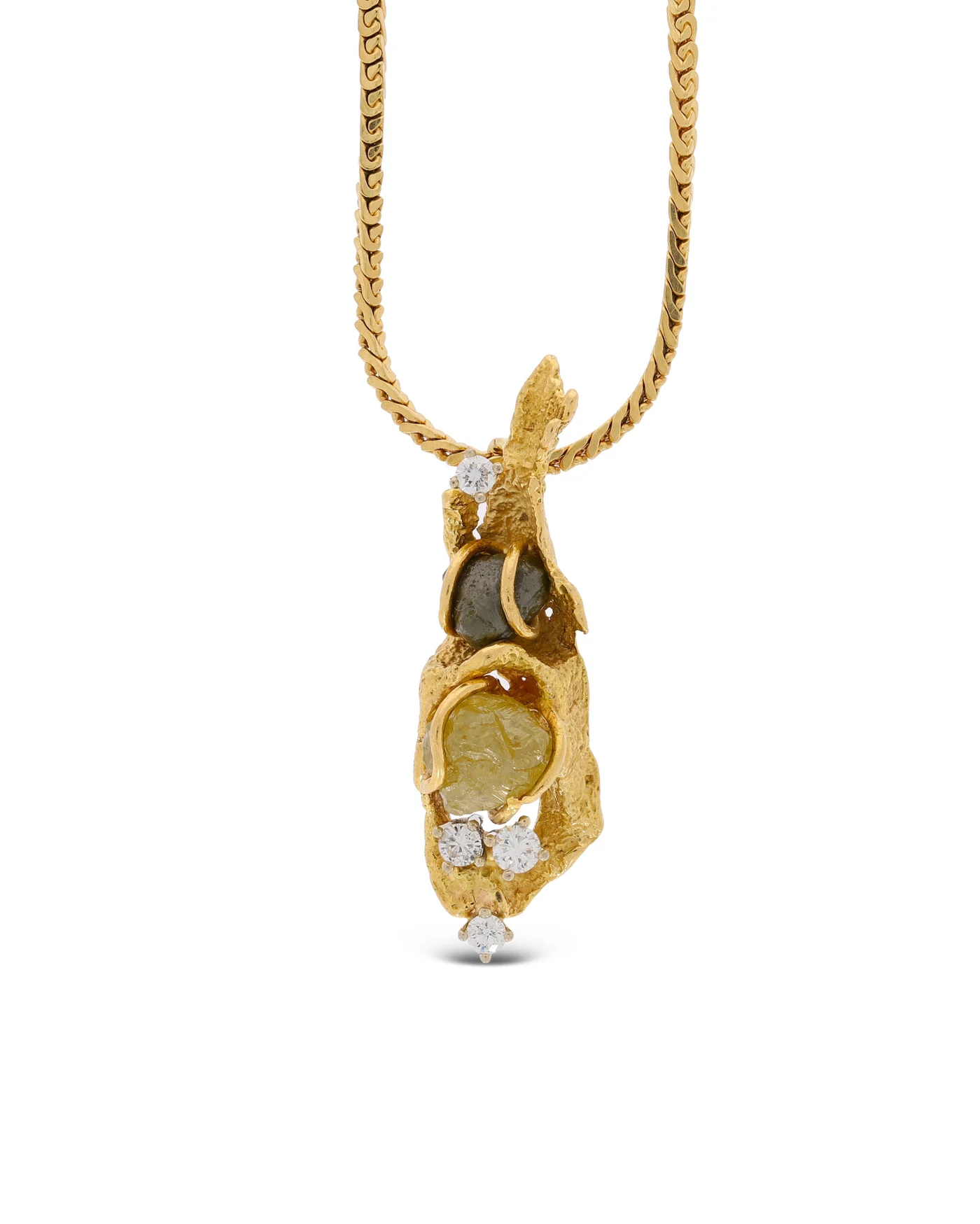 Halskette mit Anhänger - Gelbgold mit Diamanten