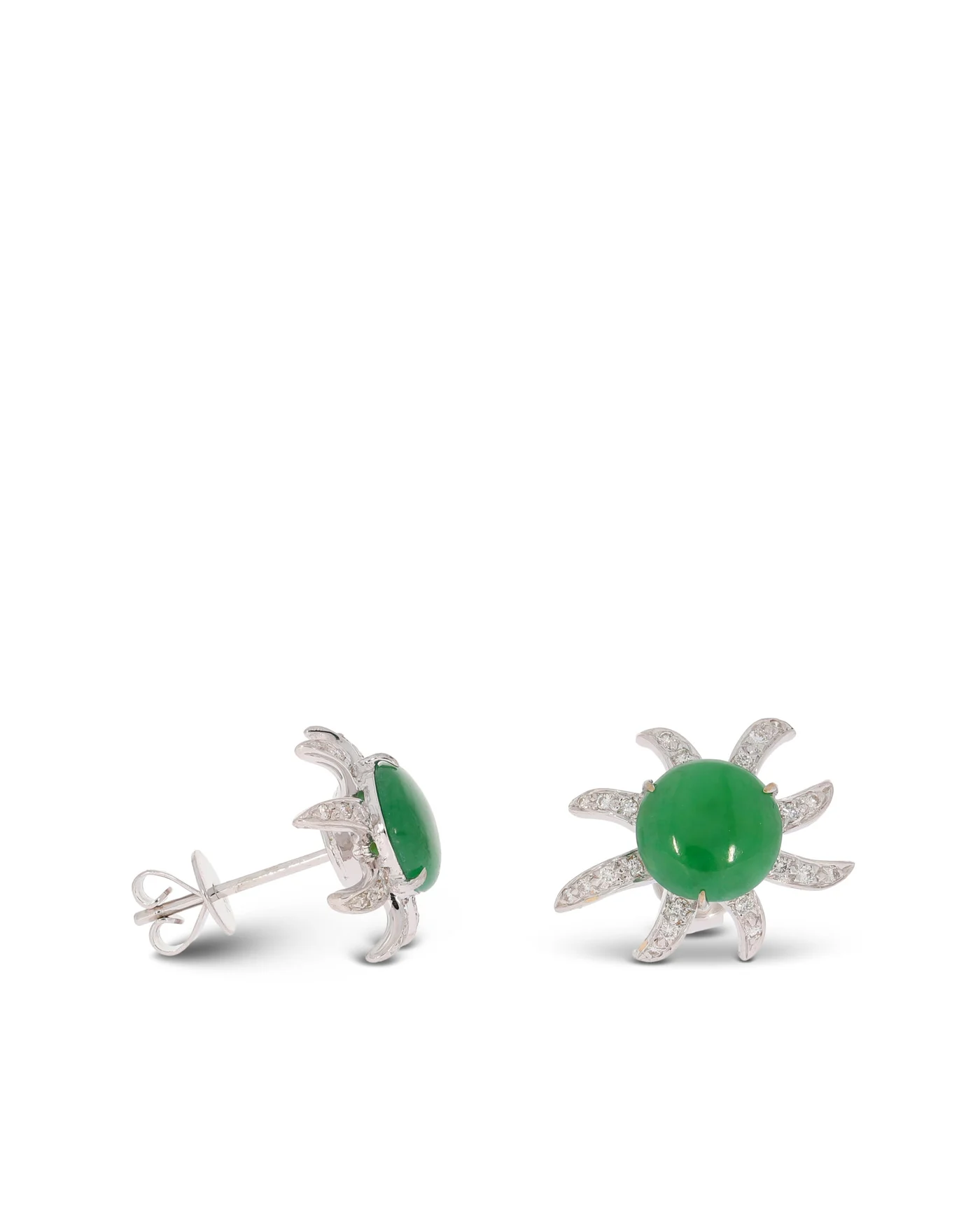 Ohrstecker - Weissgold mit Jade und Diamanten 0.44ct