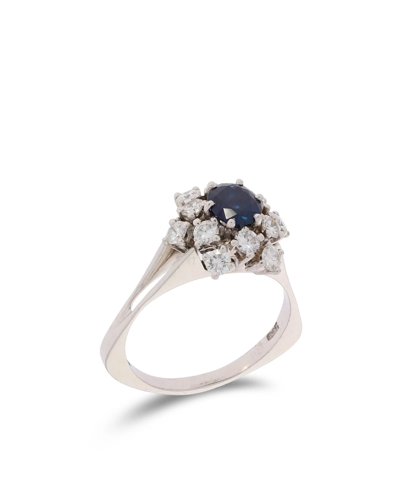 Damenring – Weissgold mit Saphir und Diamanten