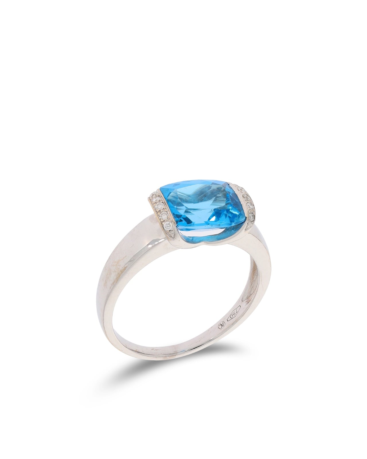 Damenring – KURZ Weissgold mit Topas un Diamanten 0.075ct