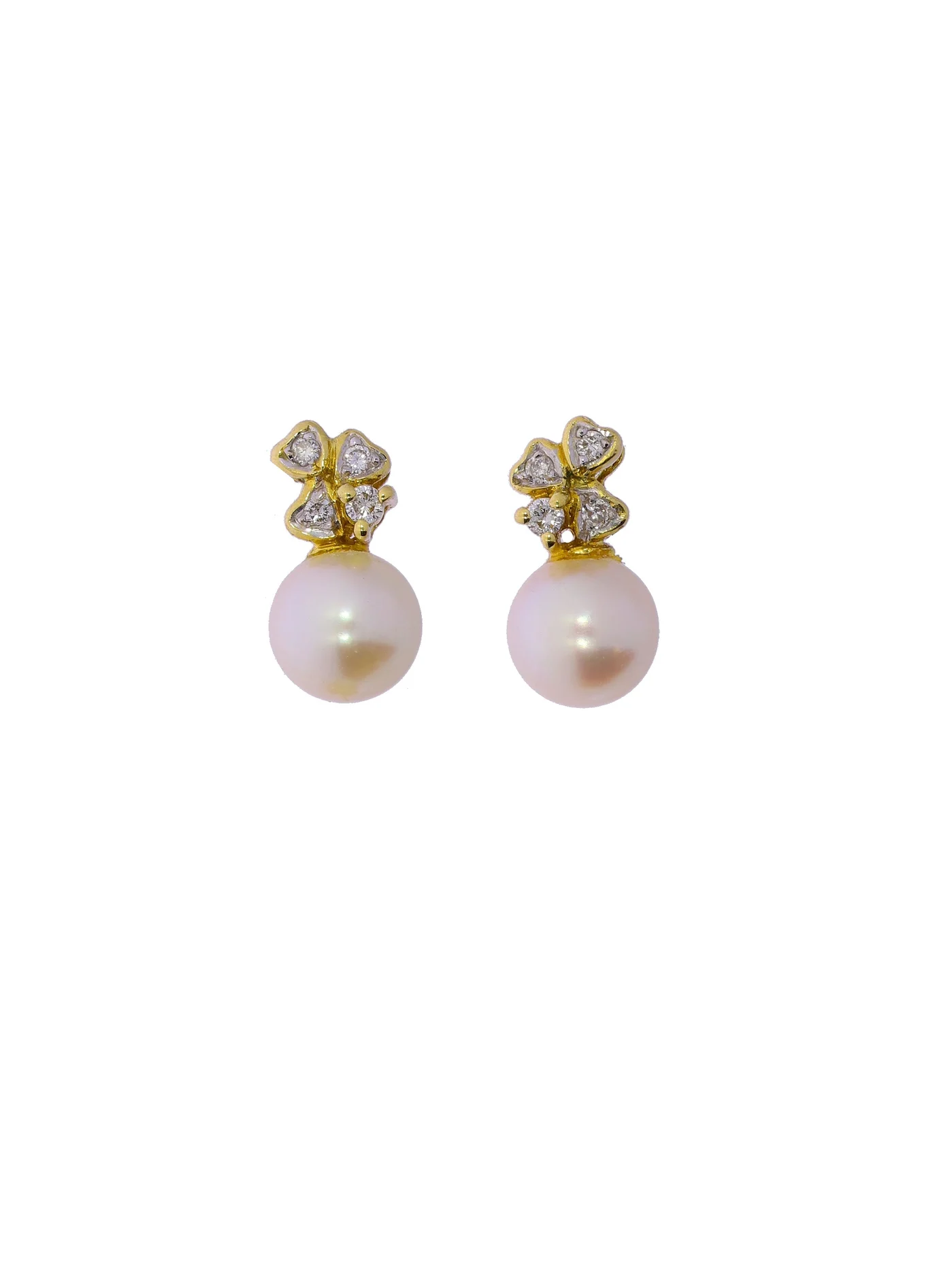 Ohrstecker – Gelbgold mit Perle und Diamanten
