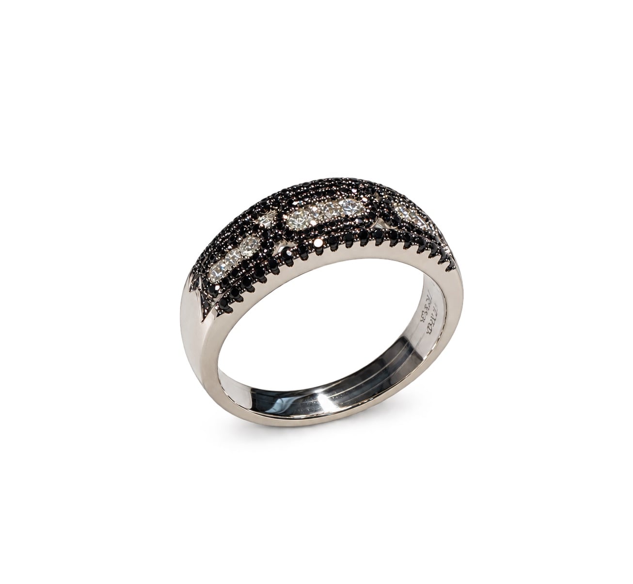 Weissgoldring mit weissen & schwarzen Brillanten